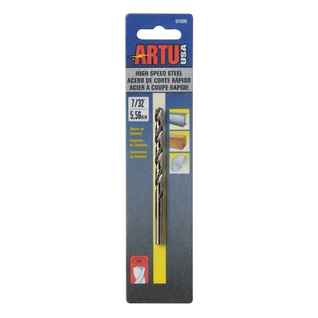 Artu Drill Bit, Steel, High Speed, 7/32" 01926
